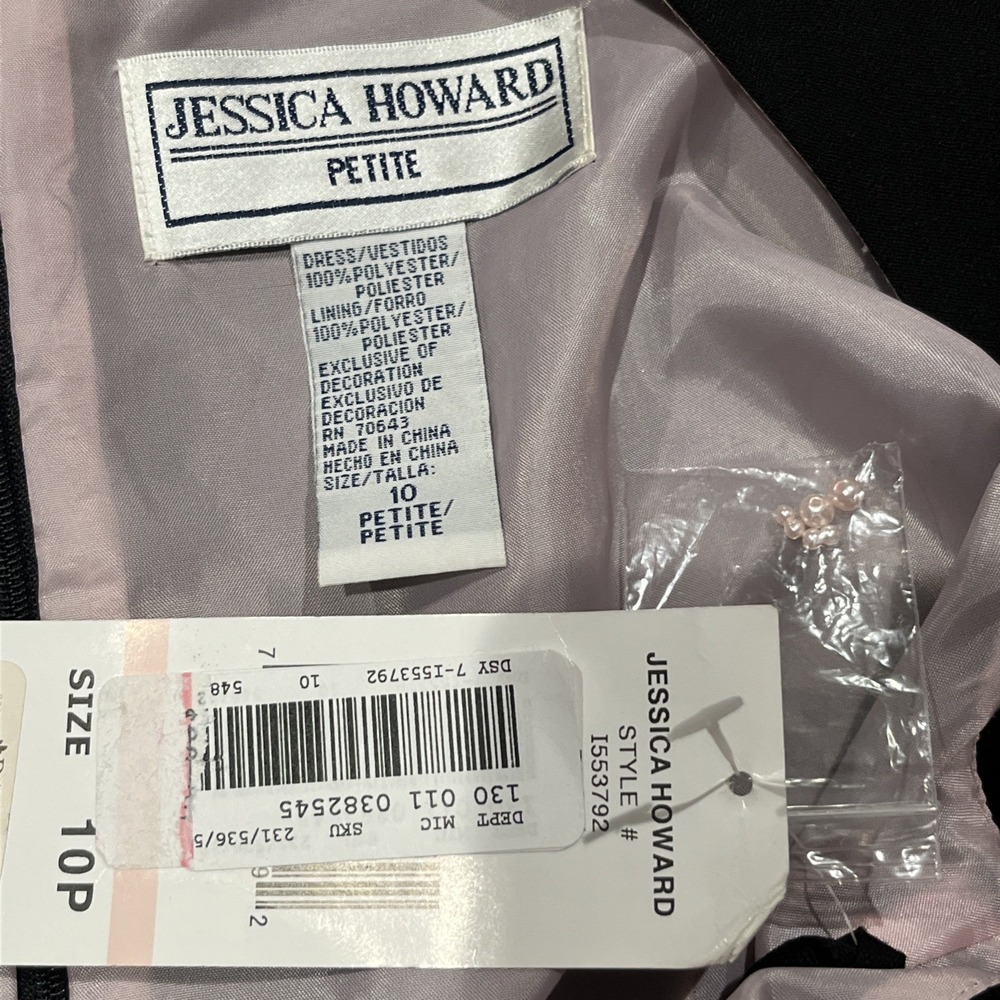 Jessica Howard Black Classic Sleeveless Midi Dress‎ Size Petite 10 - Picture 11 of 12